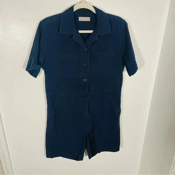 Everlane The Cotton Weave Romper Navy Blue - Picture 6 of 8